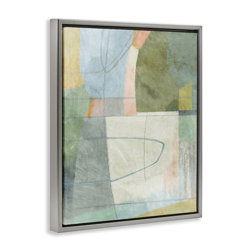  Scribble on Shapes Framed Floater Canvas Wall Art by Suzanne Nicoll, H 31 po x l 25 po, Cadre flottant gris lustré