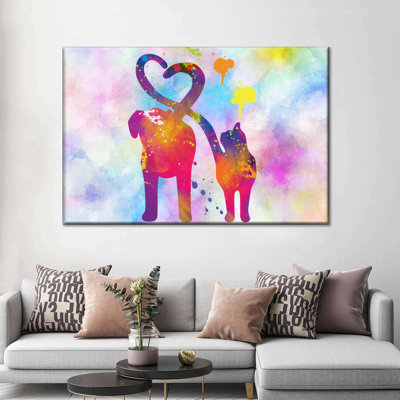 Cat And Dog Love Canvas Print