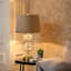 73.5cm Tall Living Room Table Lamp with Clear Glass Base, Bedside Buffet Lamp Linen Shade-1521199698