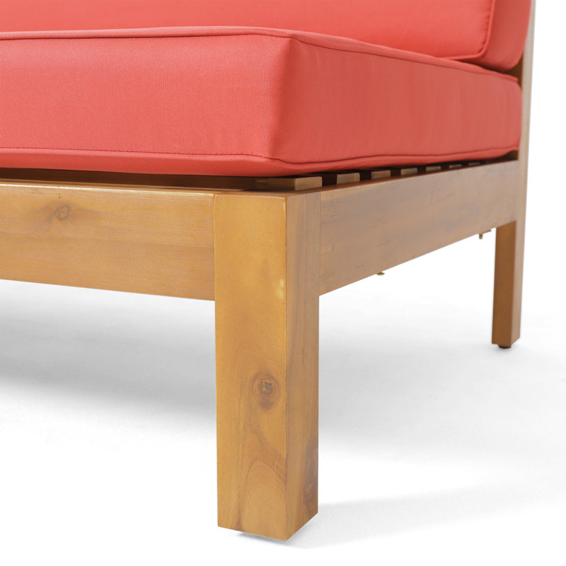 Banc de coin en X à dossier droit, Rouge, Orange, Orienté à droite
