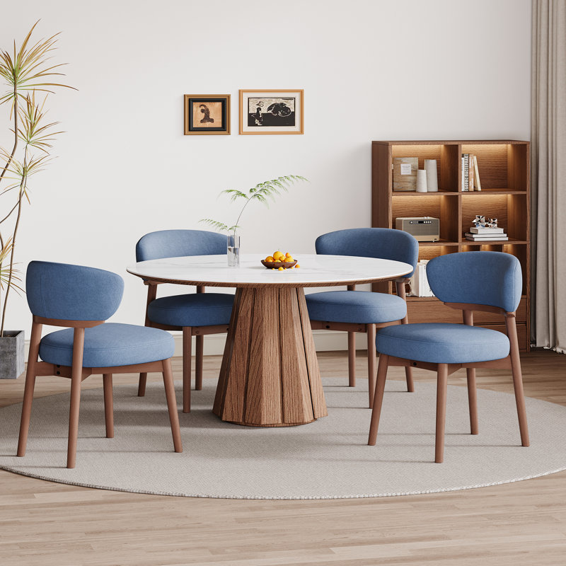 Chaise rembourrée en bois massif, Bleu