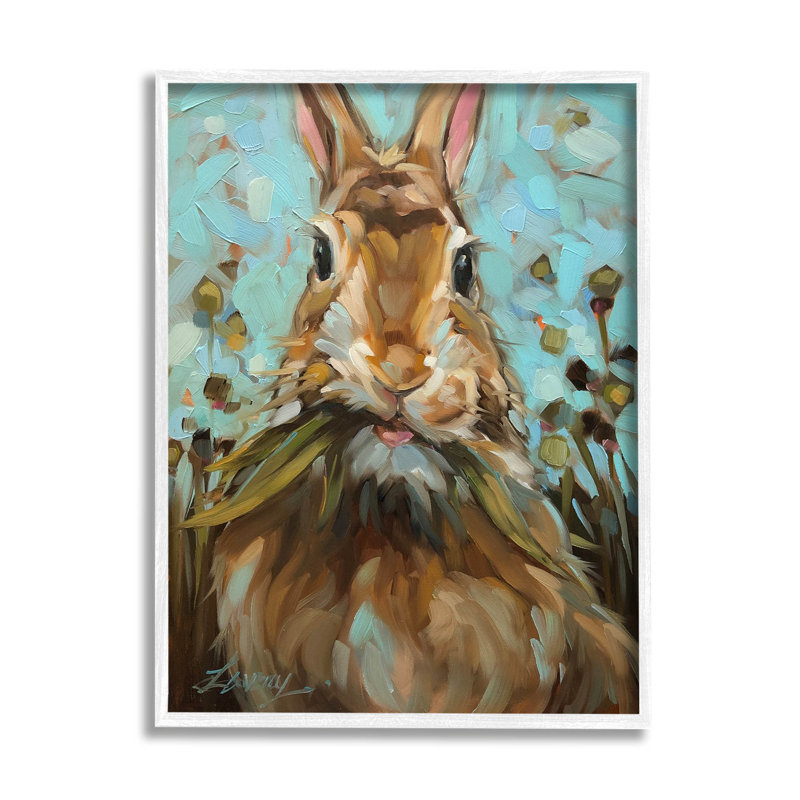 Faune lapin mangeant de l'herbe, estampe numérique par Andrea Lavery, H 30 po x l 24 po x P 1,5 po