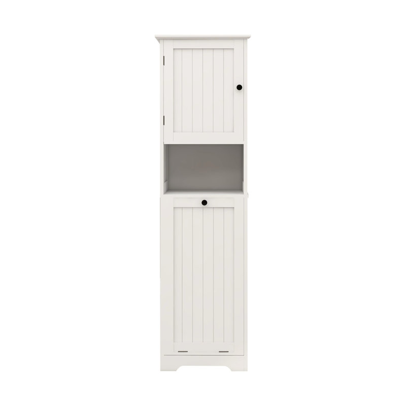 One White Laundry Sorter - Tilt-out Cabinet, E1 , Painting, 60 Lbs Capacity, Space Saver, Easy To Assemble Cabinet One Door, Compartment, Painted Finish, Load Saving, Simple Assembly Soon And Easily