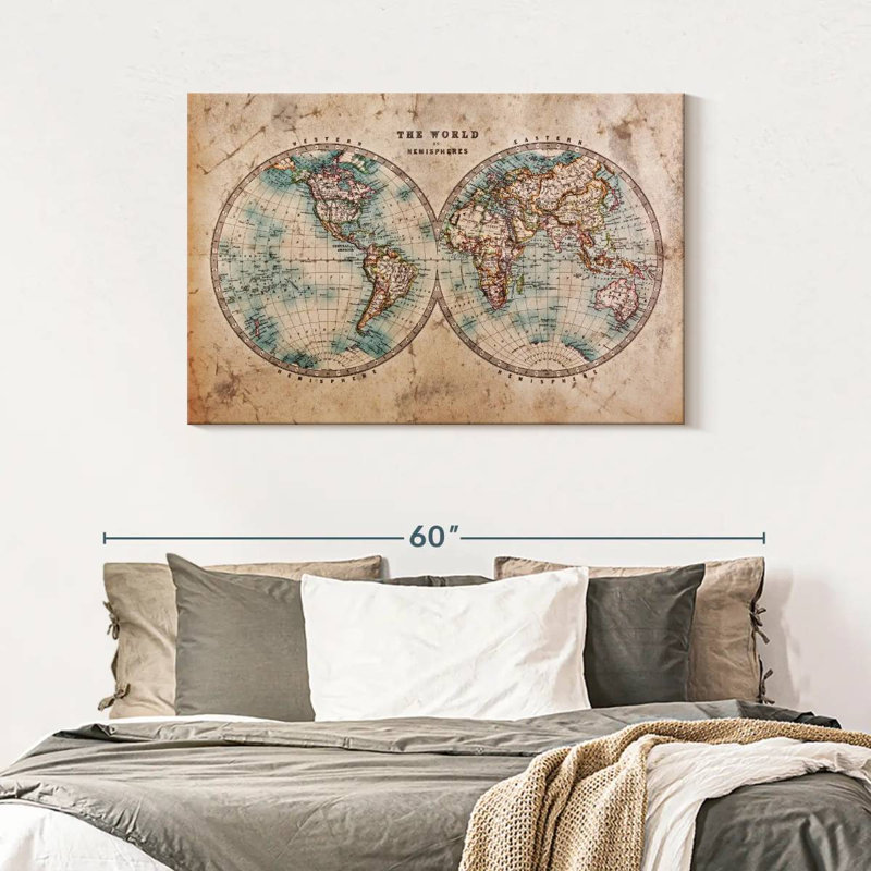 Hemisphere Map Canvas Print, 30" H x 45" W x 1.25" D
