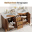 Meuble-lavabo double 60 po avec comptoir en marbre d'ingénierie, lavabo en céramique, dosseret-891513114-891513116