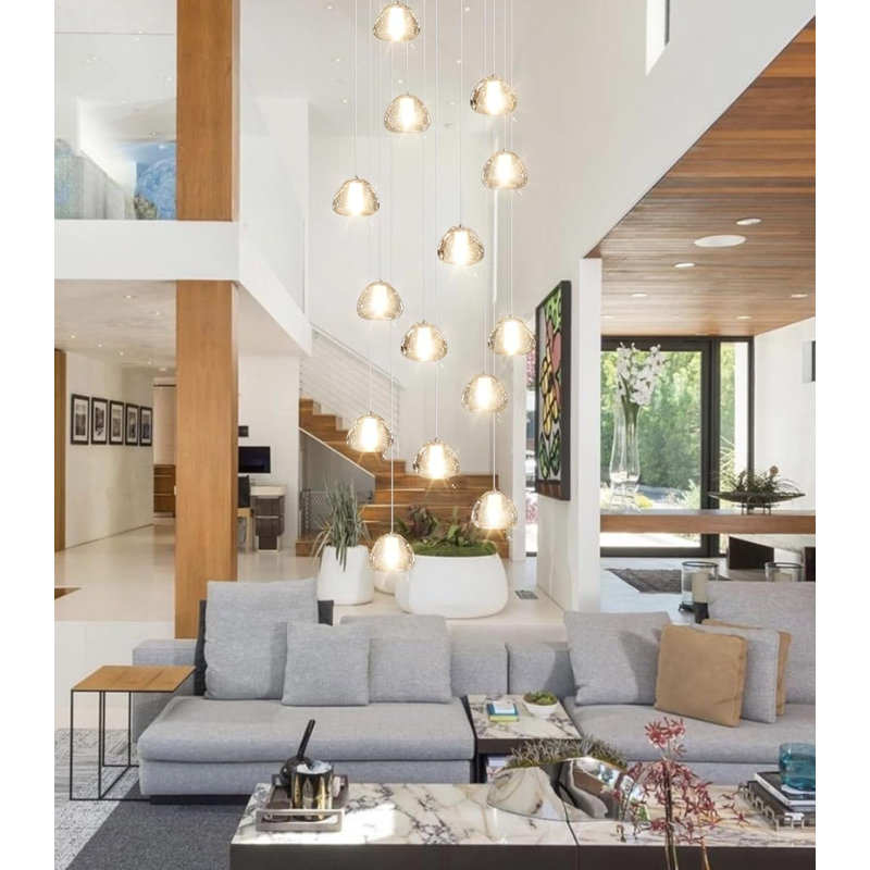 Lustre en cristal 14 lumières, Doré