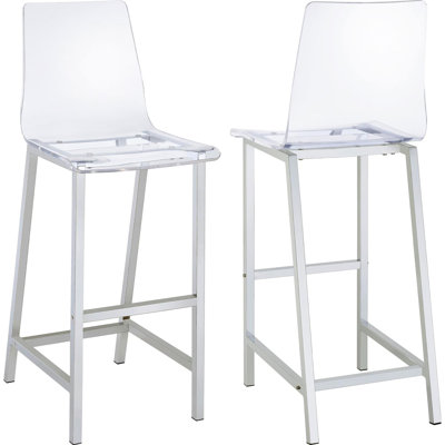 Modern Clear Acrylic And Bar Stools  2 . Comfortable Seating With Solid . Fits Kitchens Bars. 46"X21"X17 . Elegant Functional. Legs Body.
