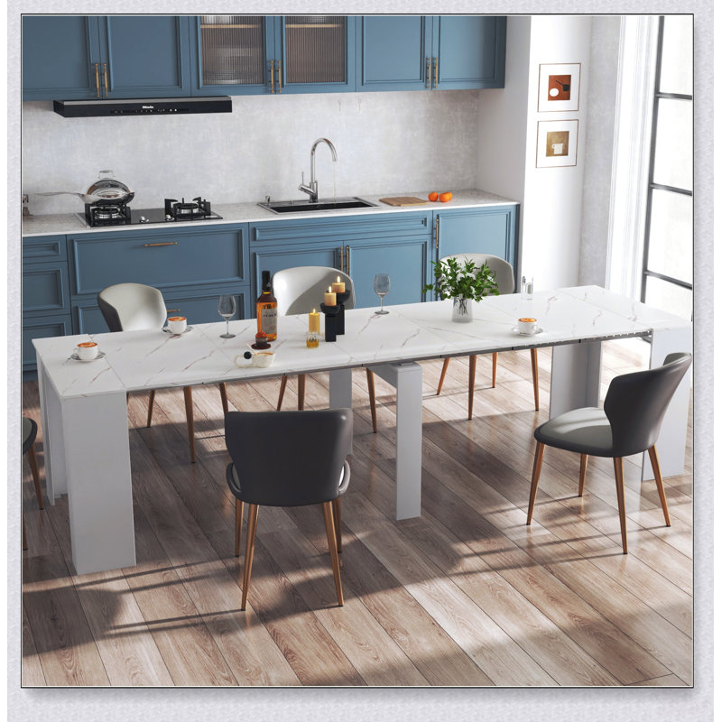 Table console extensible multifonctionnelle à longueur réglable pour des repas polyvalents et un gain d'espace à la maison