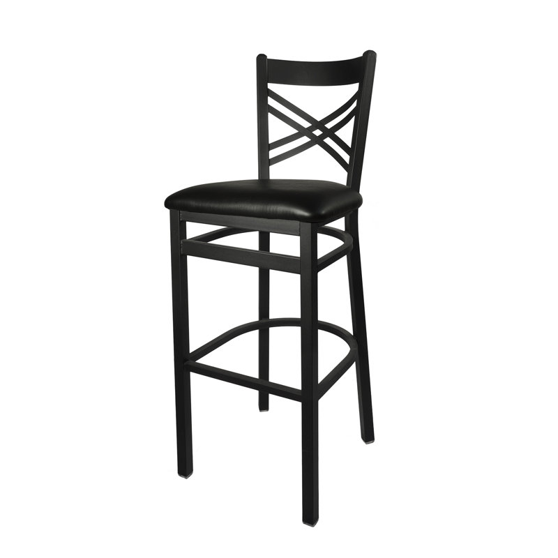Akrin Upholstered Counter Stool with Metal Frame, Black