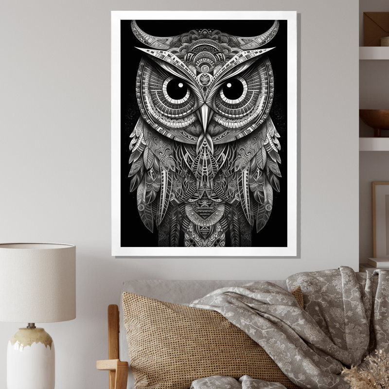 Sagesse du hibou blanc, H 20 po x l 12 po x P 1 po, Cadre photo blanc