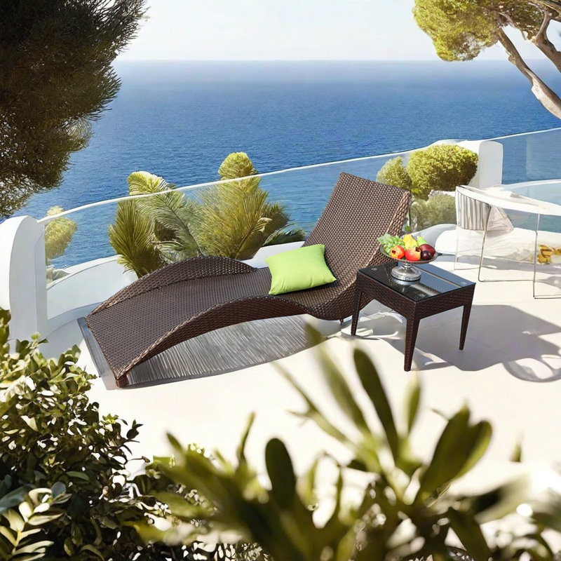 Chaise longue d'extérieur en osier PE