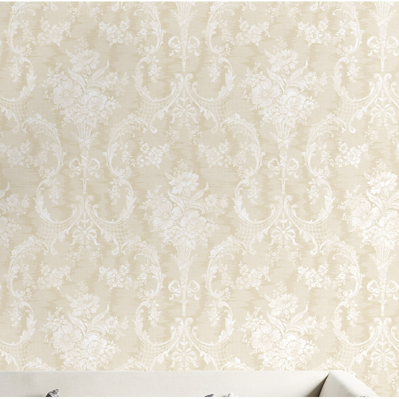 Rouleau de papier peint L 33 pi x l 20,5 po Fye, Brun clair / ivoire