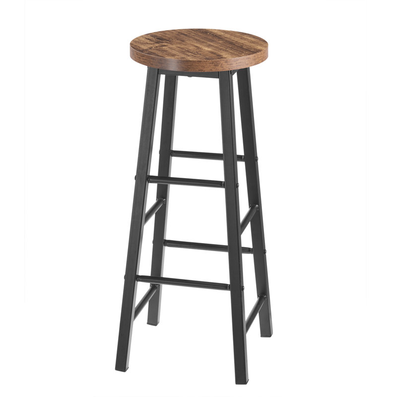 Haydenville Upholstered Bar Stool with Steel Frame, Black, Vintage Wood