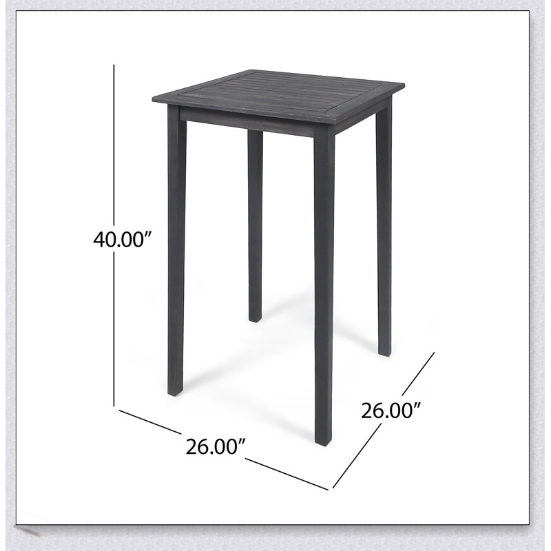 Table de bar d'extérieur carrée en bois d'acacia minimaliste - durable, résistante aux intempéries et élégante pour les espaces modernes
