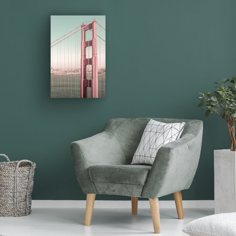 Œuvre sur toile de style rétro urbain sur le pont Golden Gate, H 19 po x l 12 po