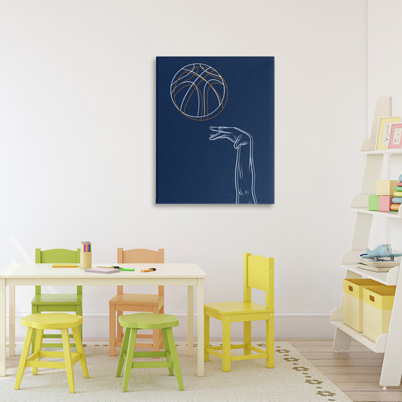 Lignes de basketball, toile de Marcus Prime, H 30 po x l 24 po