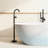 Solid Surface Matte Freestanding Soaking Tub with Thick Edges, Overflow, and Pop-up Drain in Matte White