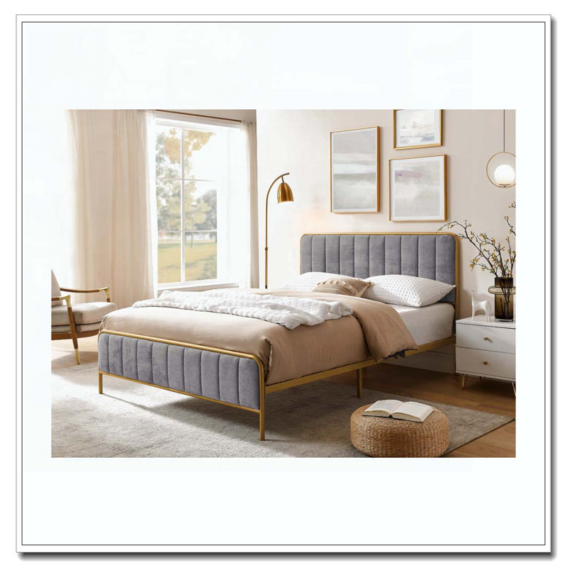 Structure de lit tapissier pour grand lit, Gris