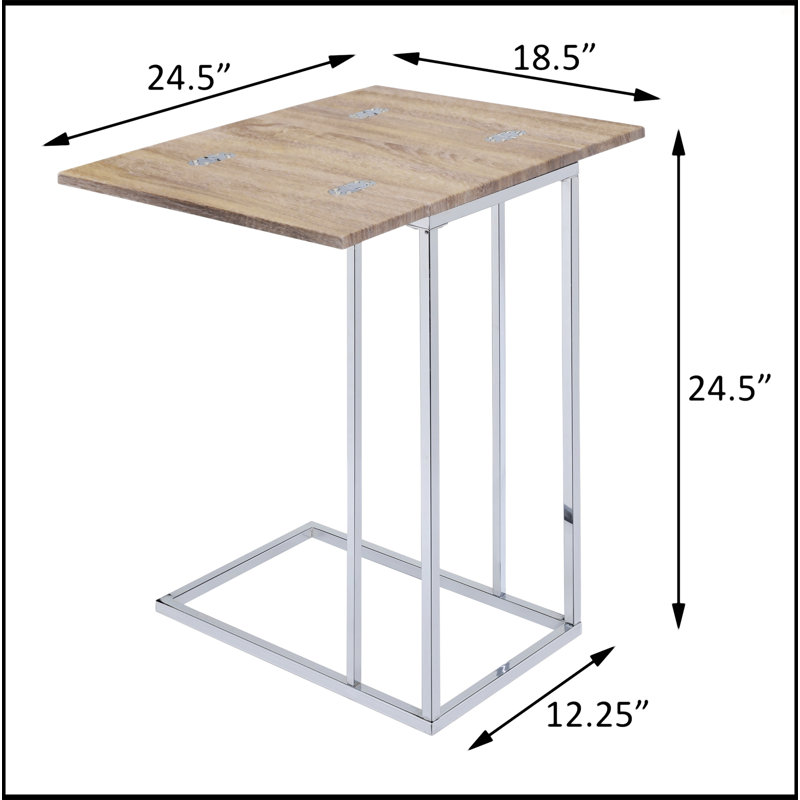 Weathered Oak And Chrome Side Table