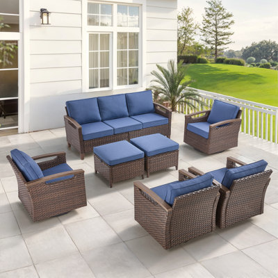 Ensemble de conversation pour 7 personnes avec 4 chaises pivotantes Arundel