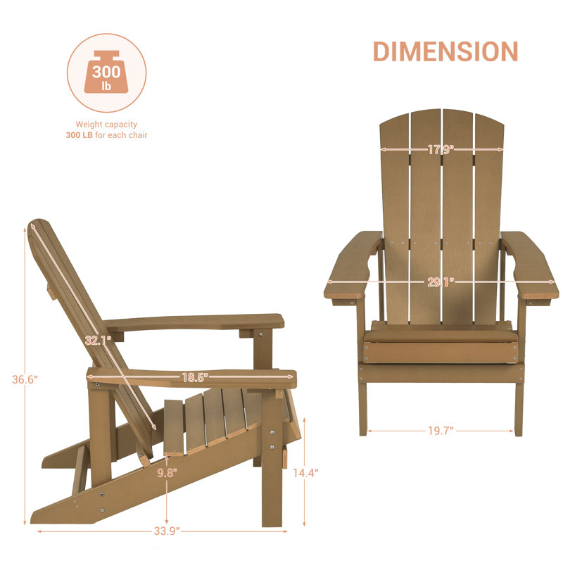 Bucareli Ergonomics Plastic Adirondack Chair, Light Brown