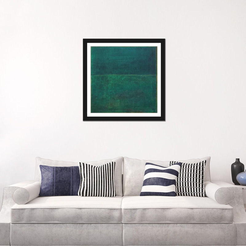 Vert zen I - reproduction d'art murale - papier d'art encadré, H 24 po x l 24 po, Impression encadrée avec passe-partout