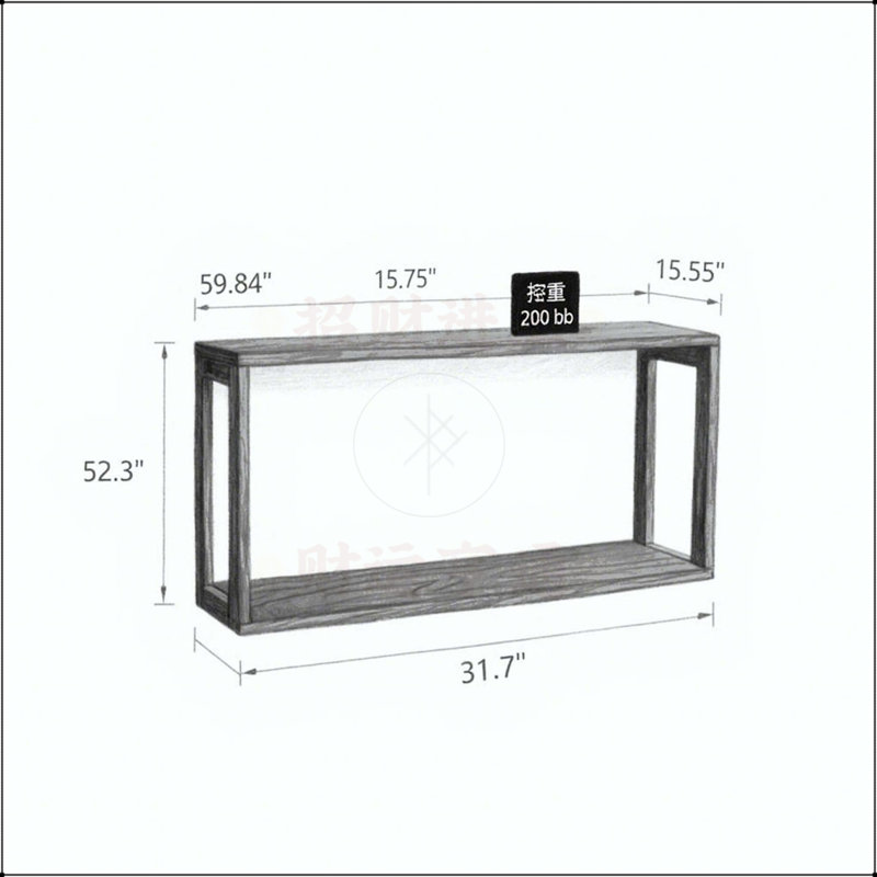 Console rectangulaire en placage de bois massif de 60 pouces avec beaucoup de rangement, idéale pour les vestibules et les salons
