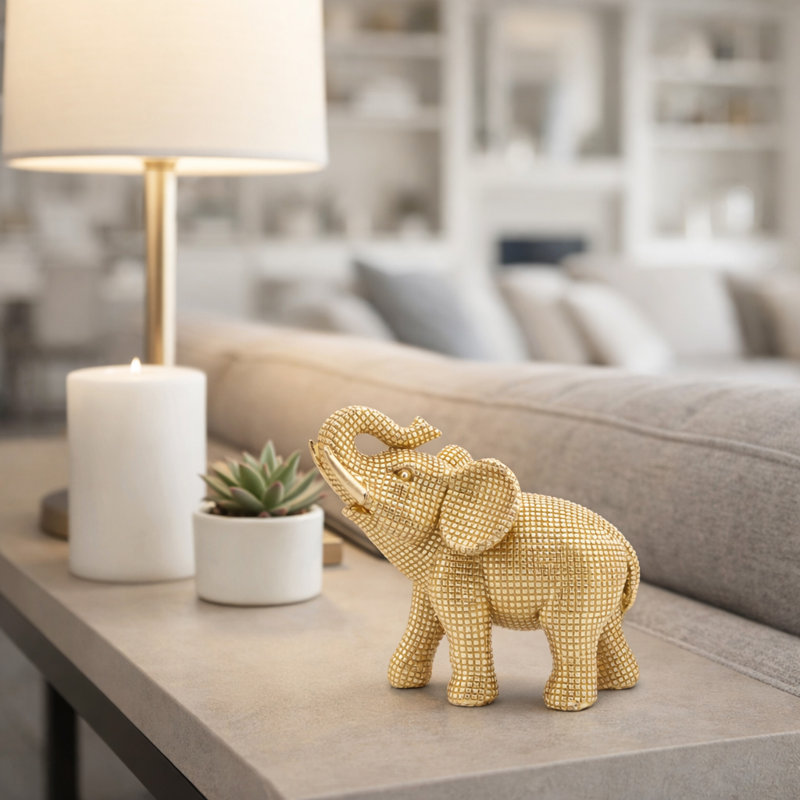 Quamaine Lead Free Resin Elephant Figurine , Gold