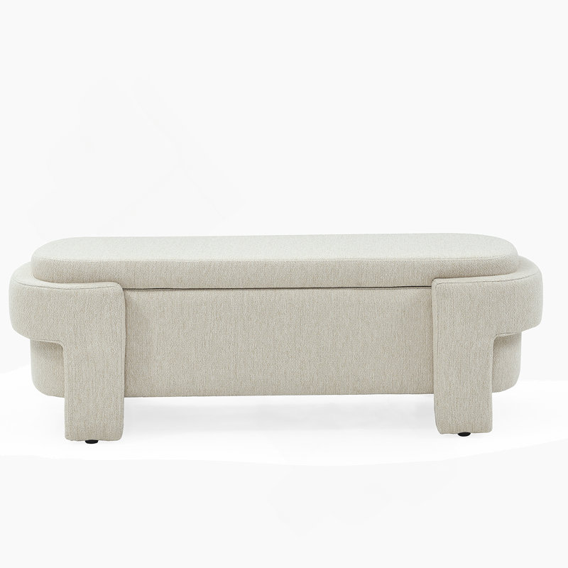 Linen Fabric Bench With Large Storage Space For The Living Room, Entryway And Bedroom, Beige
