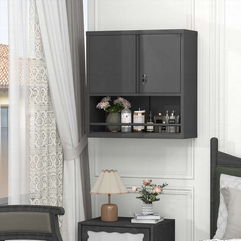 Armoire de rangement murale avec tablettes réglables, Noir