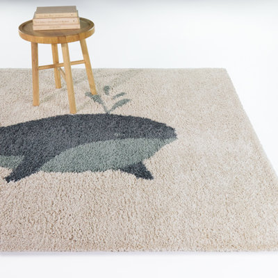Saltaire Cream Kids Whale Area Rug
