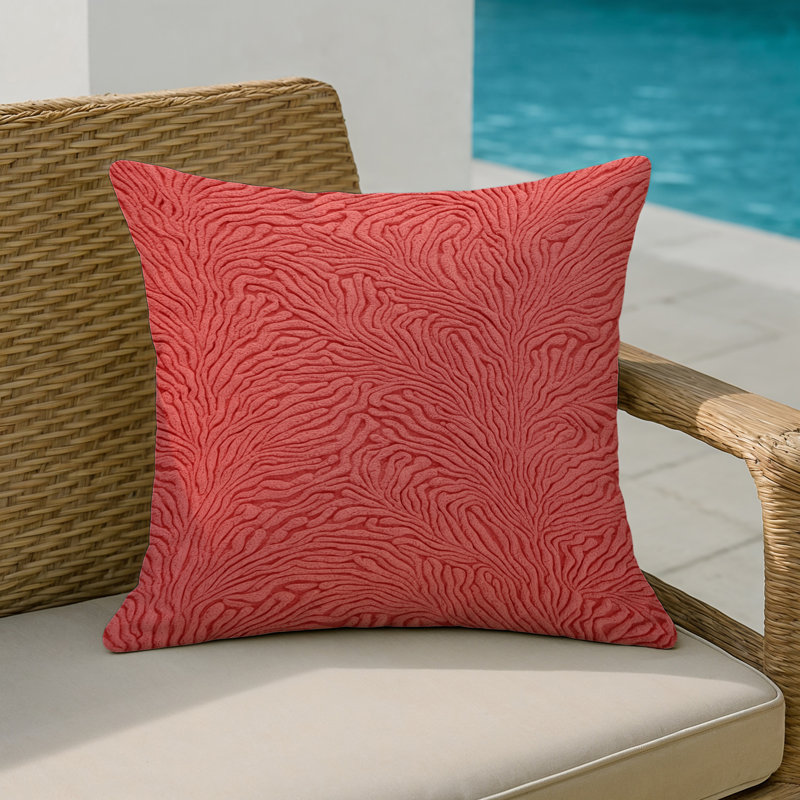 Indoor and Outdoor Throw Pillow, Square 16", Coral Pinks