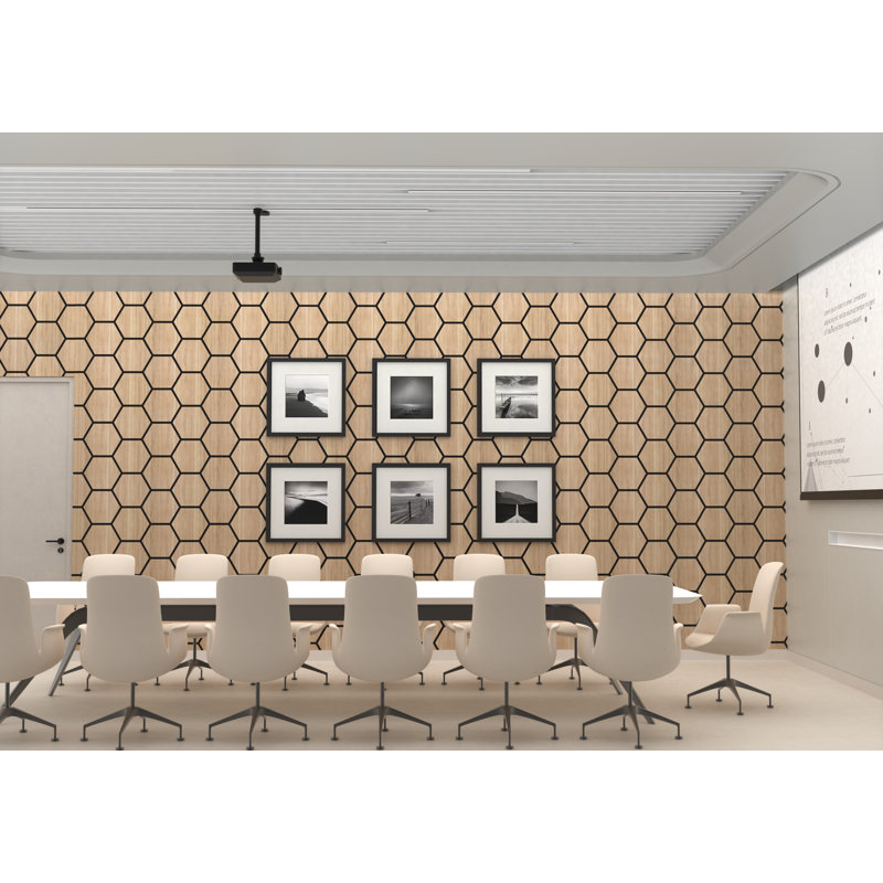 Panneau de bois décoratif hexagonal acoustique