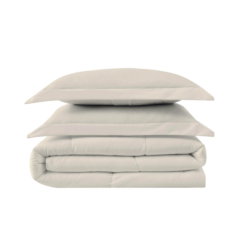 Truly Calm Antimicrobial Box Stitch Comforter, Full / Queen Comforter + 2 Shams, Khaki