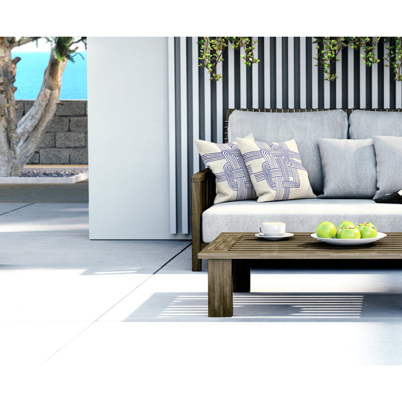 Jeté carré en polyester intérieur / extérieur, L 15 po x H 15 po, Bleu marine