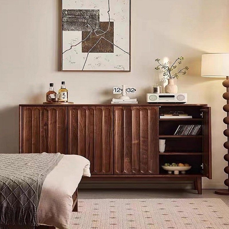 Walnut Solid Wood Sideboard, 38.98"H×62.60"L×15.35"W