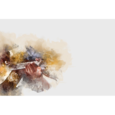 Flausino " Man Playing Guitar " by Punnarong Painting Print