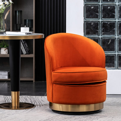 Fauteuil pivotant en velours orange
