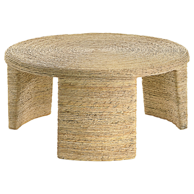 Table basse ronde en rotin tissé