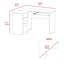 Bureau de direction en L gris neutre avec plateau pour clavier, tiroirs et tablette, chêne fumé