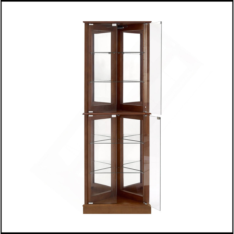 Superbe armoire de coin avec tablettes réglables et dossier en miroir, une superbe pièce de présentation pour vos objets précieux.