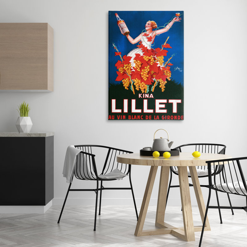 Art mural rétro sur toile de vin Kina Lillet, design par Marcus Jules, H 45 po x l 30 po