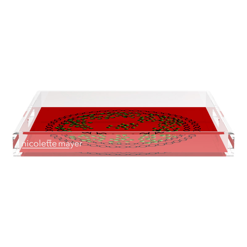 Plateau décoratif carré en acrylique Christmas, L 18 po x P 18 po x H 2 po