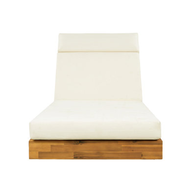 Modern Acacia Wood Outdoor Chaise Lounge With Water-Repellent Cushion & Integrated Headrest, Adjustable & Foldable Design For Patio, Poolside, Garden
