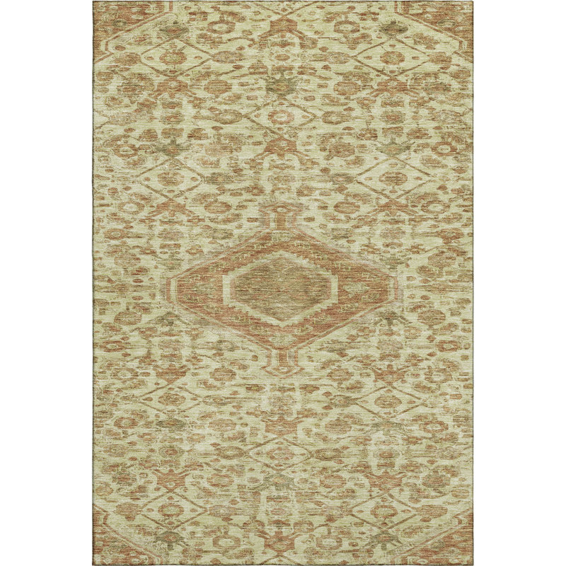 Premium Machine Washable Barry AMF1225 Medallion Rug, Rectangle 3' x 5'