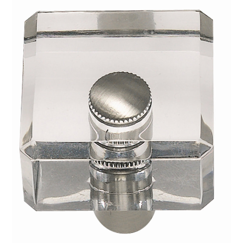 Modern Square Brushed Nickel and Clear Acrylic Knob