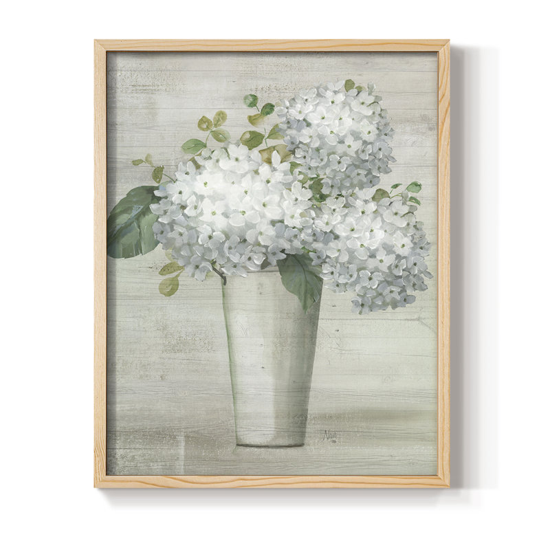 Simply Hydrangeas I Framed Print - Solid Wood, 15" H x 12" W, Natural
