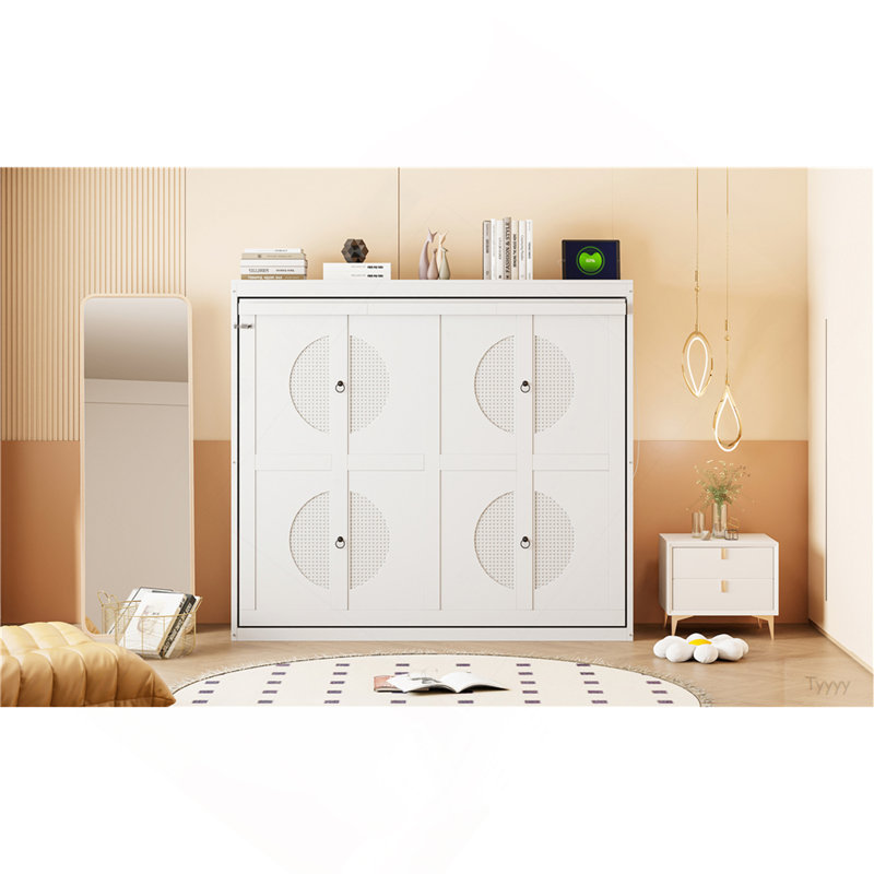 Lit escamotable double pleine grandeur, Lit double, Blanc