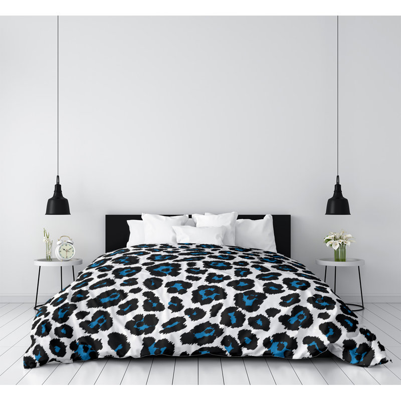 Housse de couette simple, Housse de couette simple TG, Polyester brossé, Blanc / noir / bleu