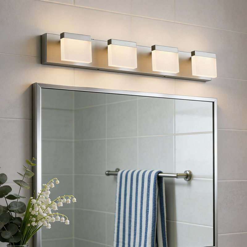 30" 4-Light LED Bathroom Vanity Light Bar, Adjustable 5 CCT, 32W, Brushed Nickel, Brushed Nickel, 4 Lights